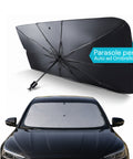 avilia home parasole per auto a ombrello protezione raggi uv universale dimensioni 140x80cm struttura a 10 aste in ferro e tessuto 170t pieghevole con custodia salvaspazio raffresca abitacolo ean 8052879014031