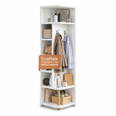 avilia home scaffale angolare in mdf bianco a 7 livelli 180x30x30 cm ad alta capacita di carico ean 8052879010286