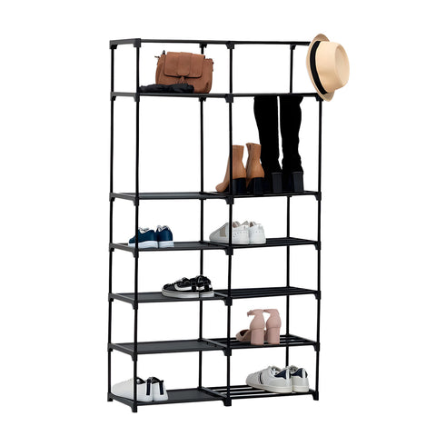 Étagère Modulaire avec 14 Étagères – Structure Solide en Métal et Tissu Non Tissé Gain de Place