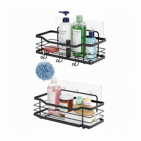avilia home set 2 mensole adesive da parete in acciaio nero per bagno e cucina ean 8052879010668