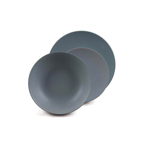 Service d'assiettes 18 pièces en porcelaine gris mat