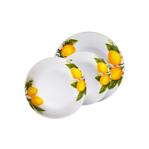 Service de table 18 pièces en porcelaine Citrons
