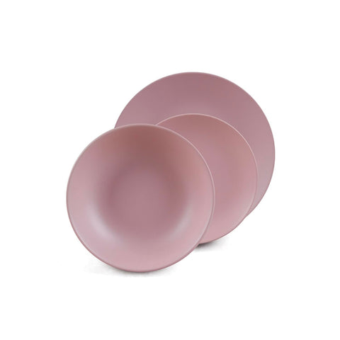 Service de table 18 pièces en porcelaine rose mat