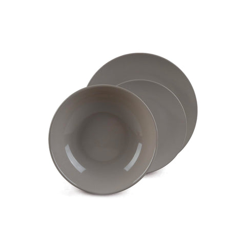 Service 18 pièces Taupe en Porcelaine Résistante au Design Moderne et Élégant