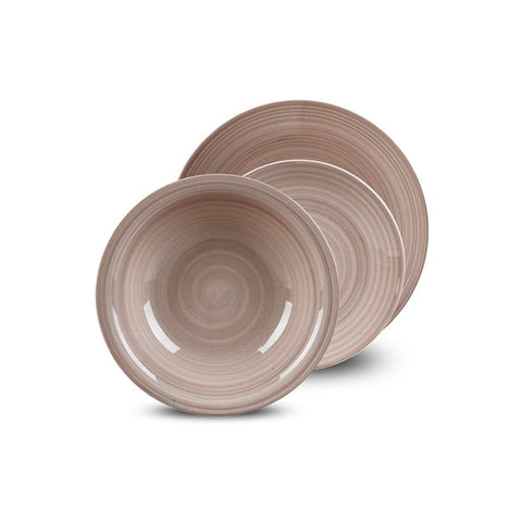 Service Vaisselle 18 Pièces en Porcelaine Twist Tourterelle