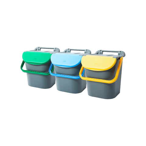 Lot de 3 poubelles empilables de tri sélectif 30L