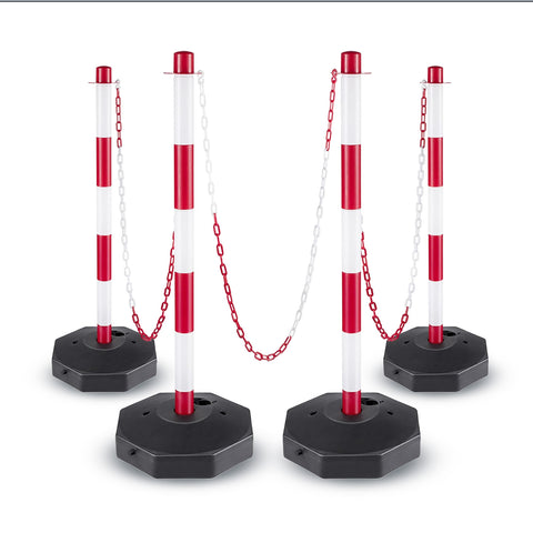Poteaux de signalisation avec chaîne de 2 mètres - Lot de 4 poteaux bien visibles