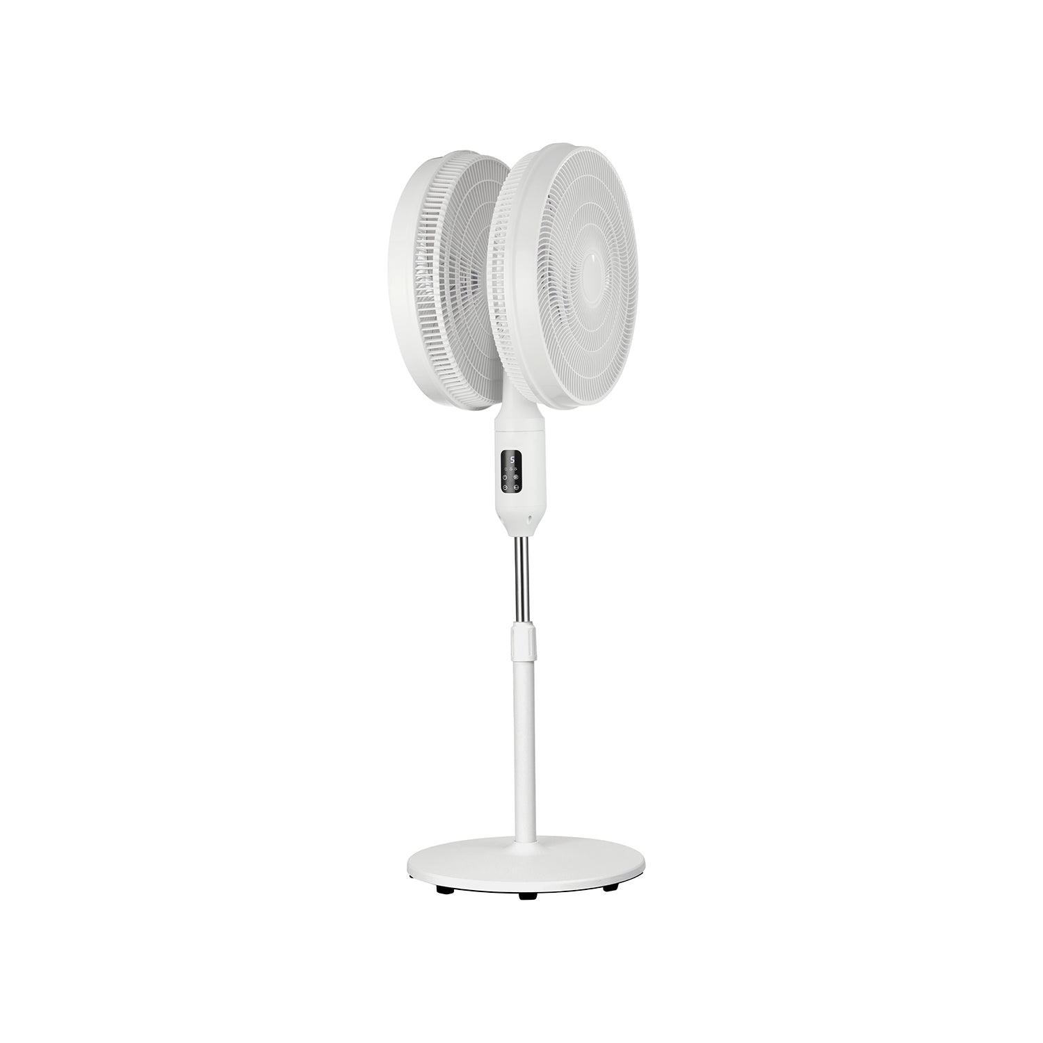 Ventilatore a piantana doppia esposizione con 12 velocità, timer e telecomando 40W bianco, altezza regolabile 132cm