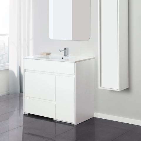 Meuble de salle de bain Family 90cm avec miroir, meuble haut et porte-serviettes