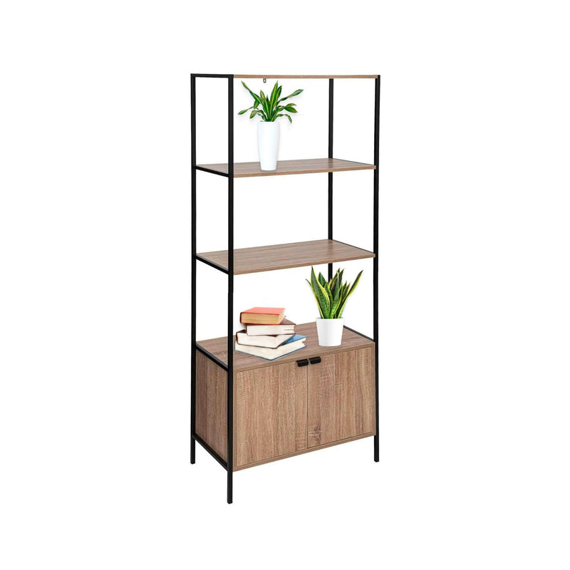immagine-1-five-simply-smart-libreria-scaffale-2-ripiani-con-mobile-basso-68x35x176cm-nero-ean-3560232580437
