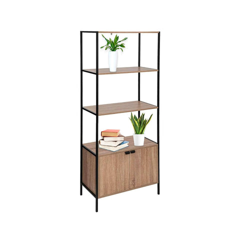 Étagère de bibliothèque 2 niveaux avec meuble bas 68x35x176cm Noir