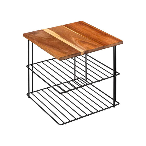 Étagère d'angle peu encombrante à 2 niveaux Grille 24cm Noir