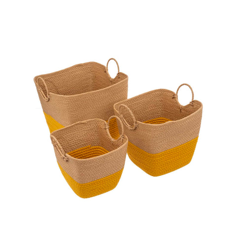 Lot de 3 paniers en osier Solar Power Jaune