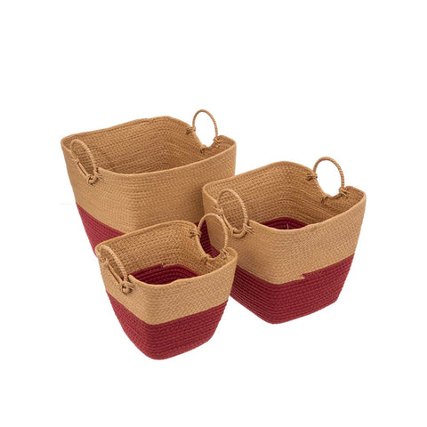 Set 3 Cestini In Vimini Solar Power Rosso