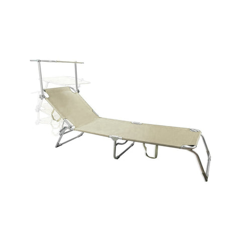 Lit de plage pliant en aluminium avec parasol 2x1 Beige