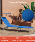 Lettino Da Mare Pieghevole Con Parasole In Alluminio - Blu