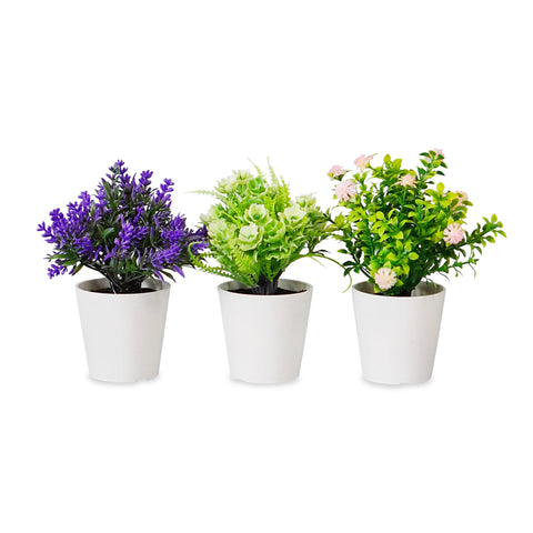 Lot de 3 Plantes Artificielles d'Intérieur avec Pots Modernes pour Maison ou Bureau