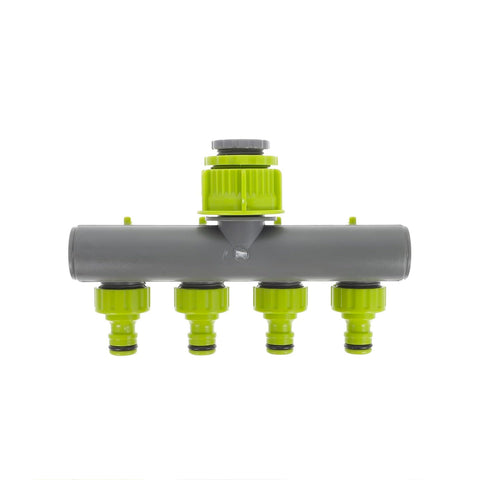Robinet 4 voies pour raccords filetés de 3,4 cm et robinets de 2,65 cm