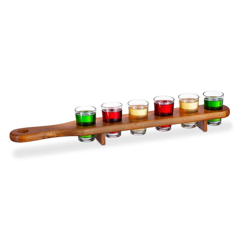 oem porta bicchierini chupitos in legno con 6 shot glass da 40ml 45 cm ean 4029811318032