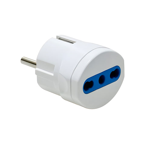 Adaptateur Schuko 2p+T Prise Bipass 10/16a P30 250v Blanc