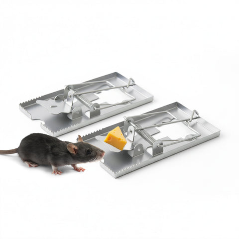 Lot de 2 pièges à souris en métal à déclenchement pour l'intérieur et l'extérieur