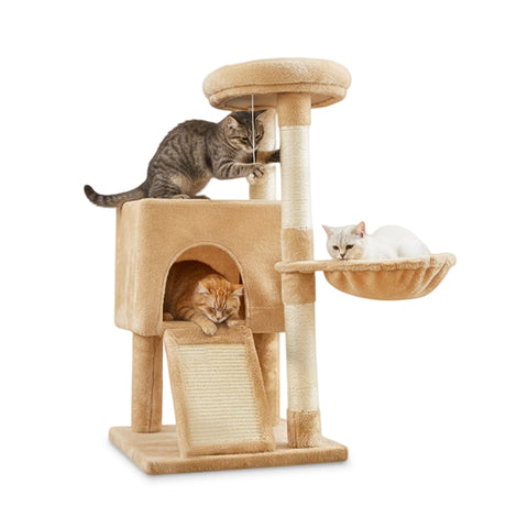 puppy lovers albero tiragraffi per gatti multilivello h 87 cm in sisal con amaca piattaforme e gioco a pallina 45x40 cm ean 8054806950481