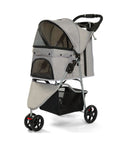 puppy lovers passeggino per cani e gatti pieghevole grigio cabina trasparente con visione a 360 carrello per animali domestici in acciaio e oxford con portabicchieri e cestello portata 15kg ean 8054806950276