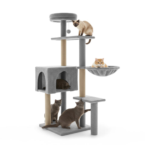 Arbre à chat 120 cm avec niche et hamac multi-niveaux
