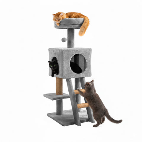 Arbre à chat 92 cm avec niche, échelle et jouets