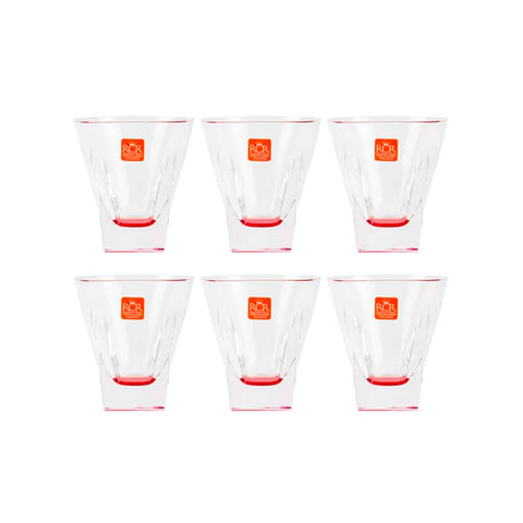 Lot de 6 verres en Luxion® 27 cl – Design moderne avec pied rouge