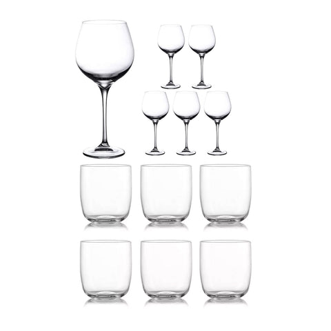 rcr set aliseo12 pezzi 6 calici burgundy per vini e 6 bicchieri in cristallo ean 8056819067385