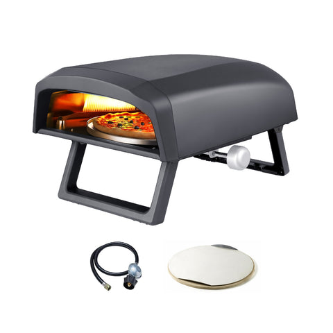 Four à pizza à gaz, plat rotatif avec roue, 4000w 64x44x31,5cm