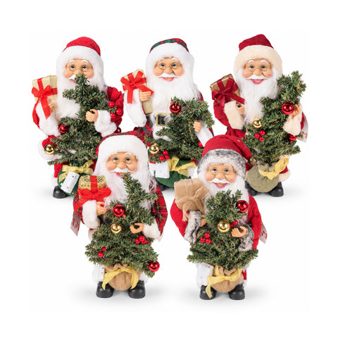 Babbo Natale con Albero 40 cm, Statuina Natalizia Musicale con Luci Lampeggianti, Batterie Incluse, Blindbox