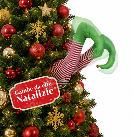 Père Noël coincé dans le sapin avec jambes animées et musique
