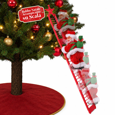 saint joy babbo natale sulla scala animato con musica decorazione h72 cm ean 8050043127938