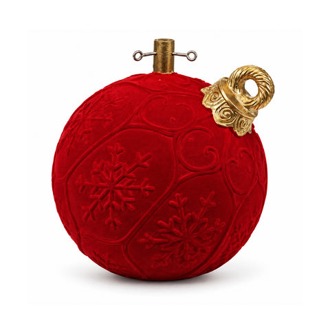 Base de sapin de Noël en forme de boule rouge Ø42 cm, effet velours