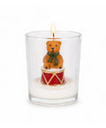 saint joy candela natalizia in bicchiere di vetro 7 cm orsetto con cappello di babbo natale o orso sul tamburo decorazione e centrotavola ean 8056819079807