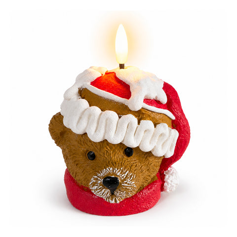 saint joy candela natalizia led a batteria in 3 varianti babbo natale con albero orsetto e viso orso fiamma effetto reale decorazione natale ean 8056819079869