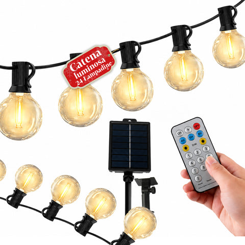 saint joy catena luminosa da esterno solare 15 m con 24 lampadine led g40 ean 8050043128577