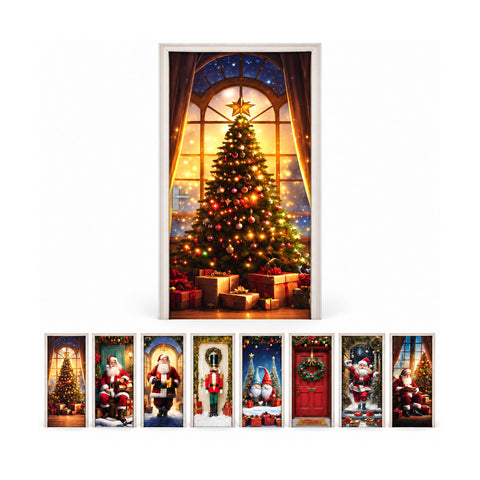 Housse de porte de Noël décorée, tissu pour porte 90x220 cm, 8 motifs, décoration de Noël avec impression numérique