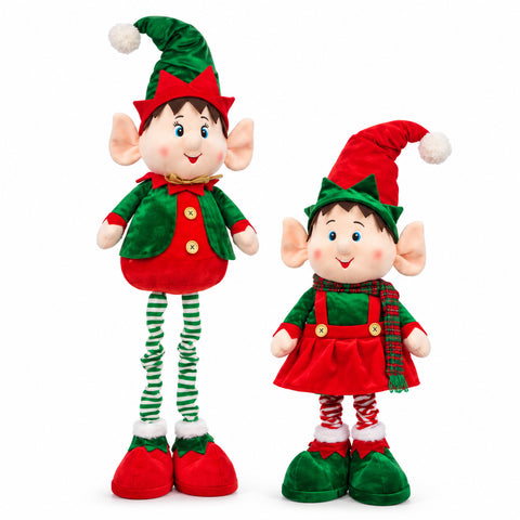 saint joy elfo estensibile di natale ornamento decorativo colori assortiti altezza massima 120 cm gambe telescopiche piedi appesantiti poliestere ean 8056819081015