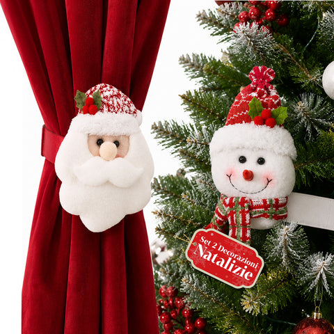 Ensemble de nappes de Noël Set 2 Père Noël et bonhomme de neige 16x30 cm