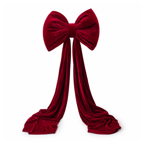 Fiocco Grande in Velluto Rosso 190 cm – Ornamento Imbottito con Gancio, Decorazione per Porta, Albero e Interni