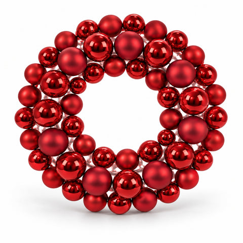 Guirlande de Noël avec boules rouges Ø35 cm, décoration pour porte et mur, effet brillant et mat pour les décorations de Noël