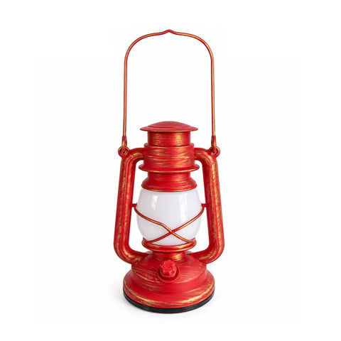 Lanterne de Noël rouge à LED à effet flamme avec musique de Noël, crochet de suspension et finitions dorées, décoration 15x11x25 cm