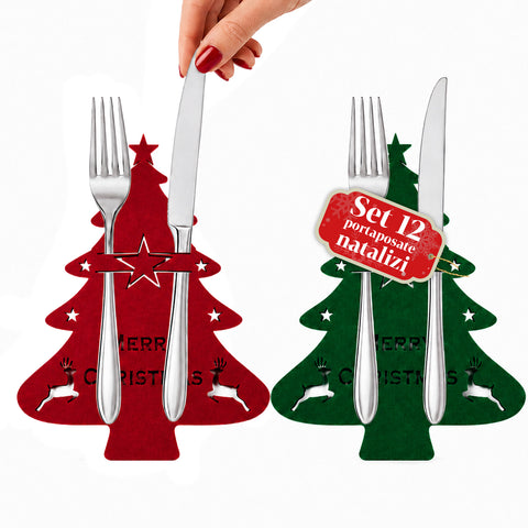 saint joy portaposate natalizi in feltro set 12 pezzi a forma di albero ean 8050043128027