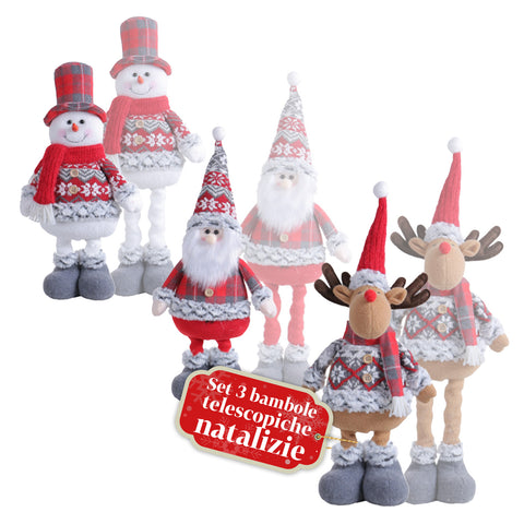 Ensemble de 3 lutins de Noël avec jambes réglables, thème écossais ou anglais