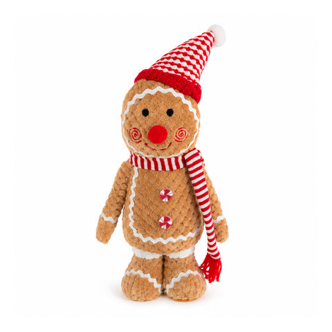 saint joy pupazzo ginger pan di zenzero in peluche 30 e 40 cm decorazione natalizia con cappello da chef o berretto natalizio ean 8056819079760
