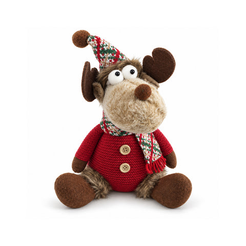 Renne de Noël décorative en polyester – Ornement de Noël avec base sablée, design sympathique, 4 variantes de style, 2 tailles de 35 et 50 cm