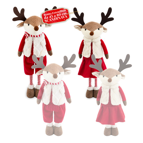 saint joy renna natalizia estendibile 45 80 cm con gambe telescopiche struttura in ferro 2 outfit scandinavo o country ean 8056819079593